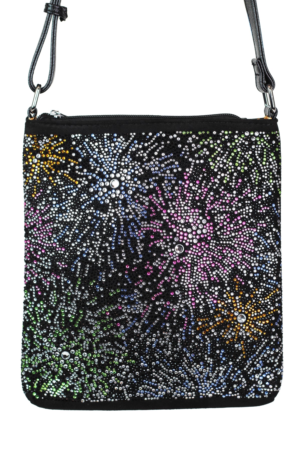 Multicolor Rhinestone Fireworks Messenger Bag