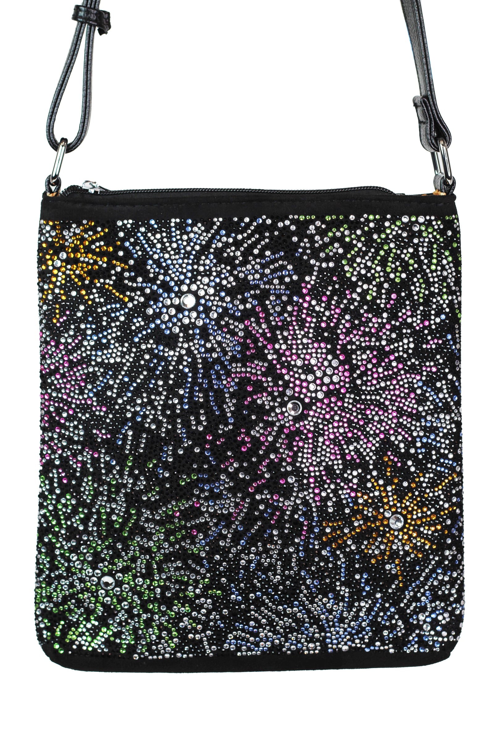 Multicolor Rhinestone Fireworks Messenger Bag