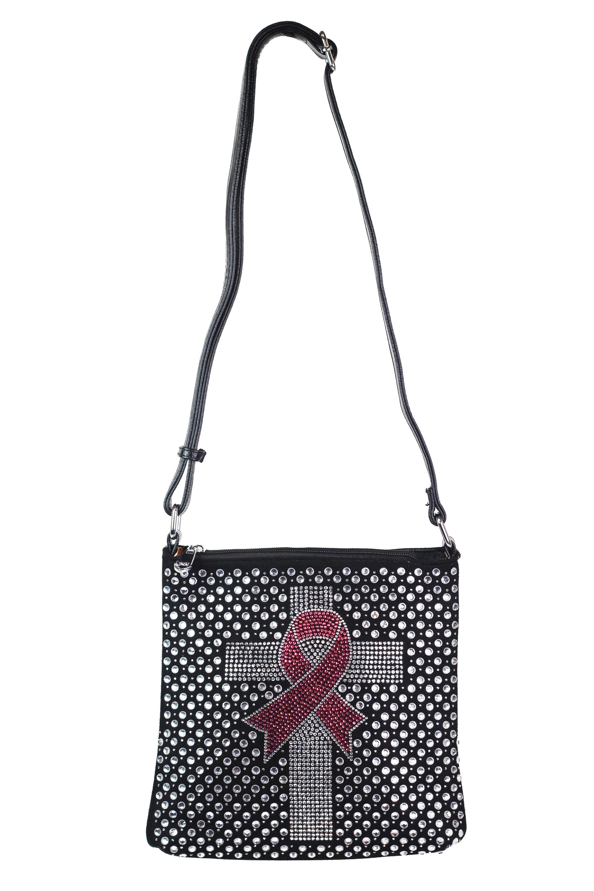 Rhinestone Front Messenger Bag w/ Cross &amp; BCA Embellishment