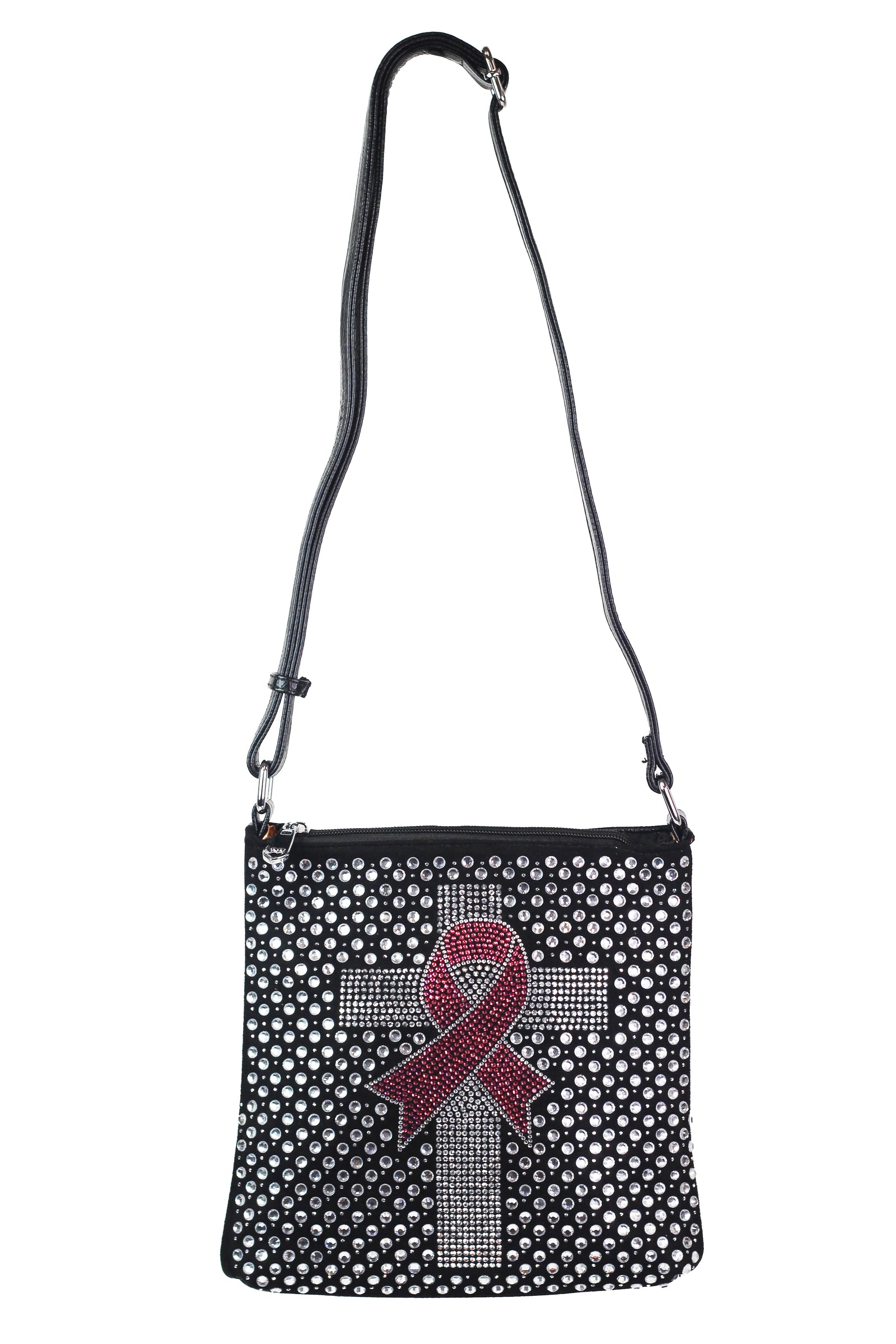 Rhinestone Front Messenger Bag w/ Cross & BCA Embellishment