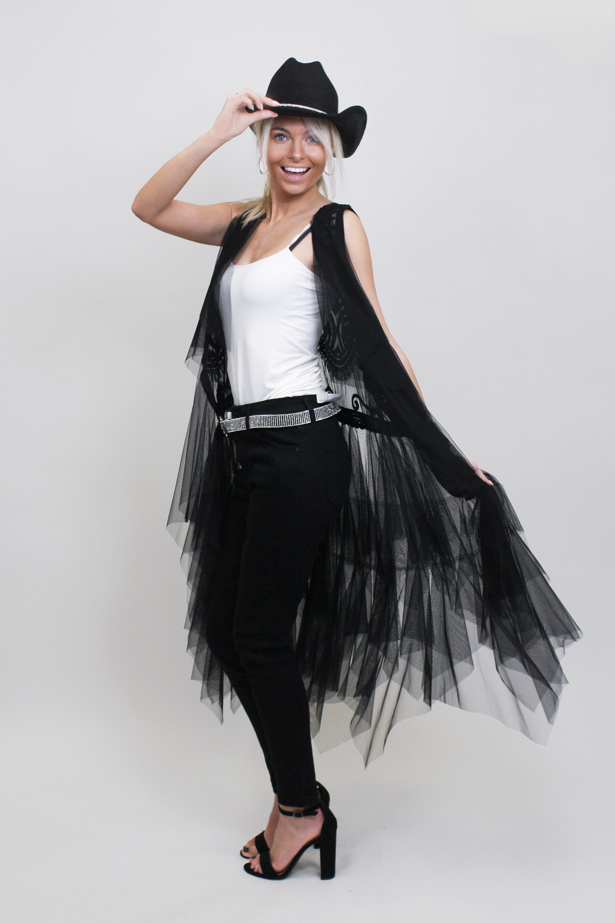 Tulle & Embroidered Layered Vest