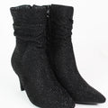 Slouch Rhinestone Ankle Bootie 3 inch heel