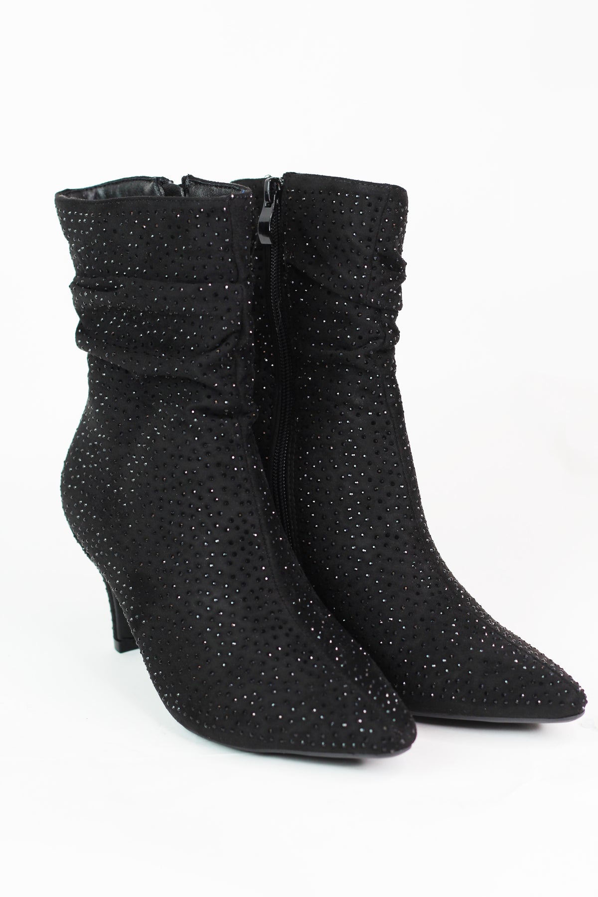 Slouch Rhinestone Ankle Bootie 3 inch heel
