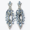 Oval Middle Almond Sides Rhinestone Earrings