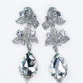 Leafy Top Large Dangling  Teardrop Bottom Earrings