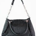 All Rhinestone Front Handbag w/ Handle Pleats & Chain Strap