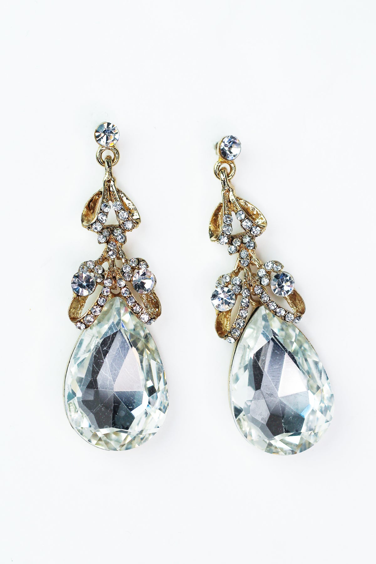 Pave Loops &amp; Large Teardrop Dangling Earrings