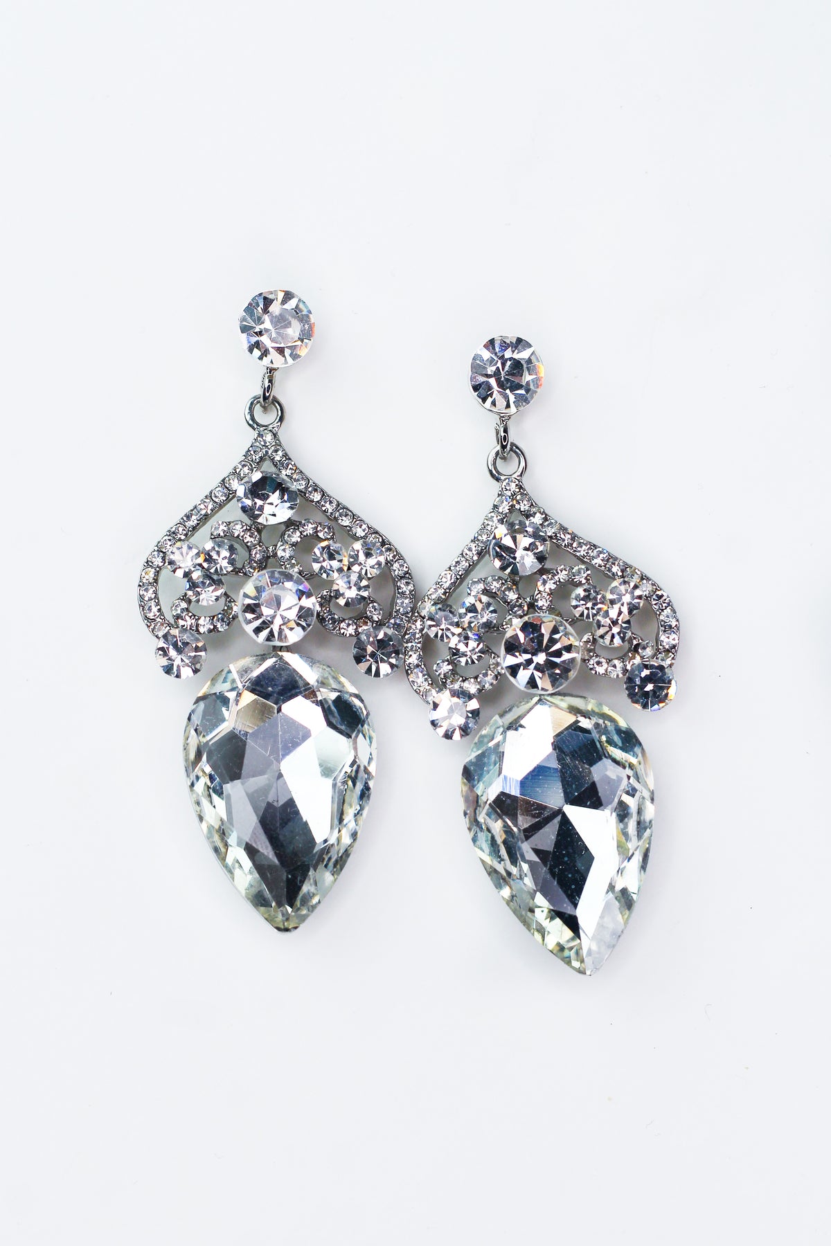 Upside Down Crowned Large Rhinestone Earrings
