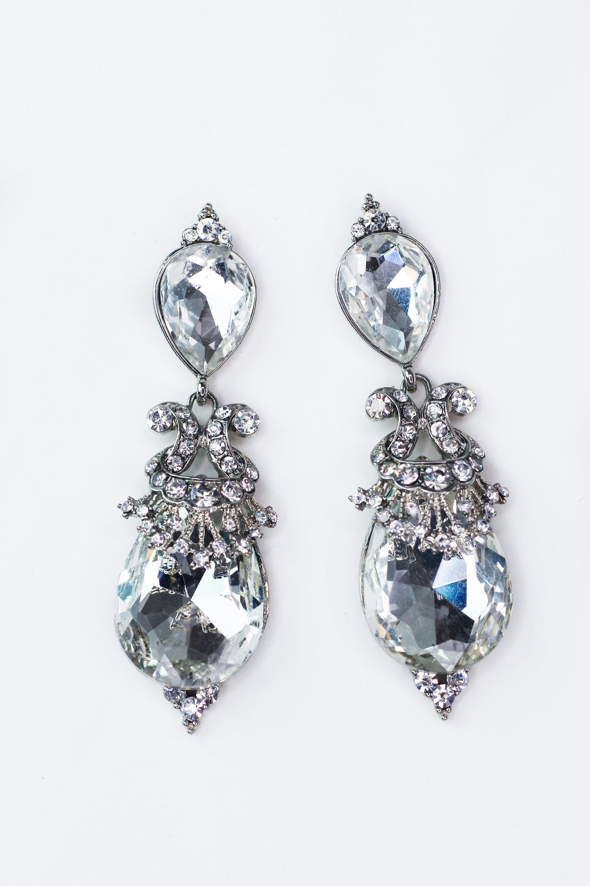 Design Accented Dangling Large Teardrop Earrings