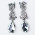 Double Swirl Top Teardrop Bottom Rhinestone Earrings
