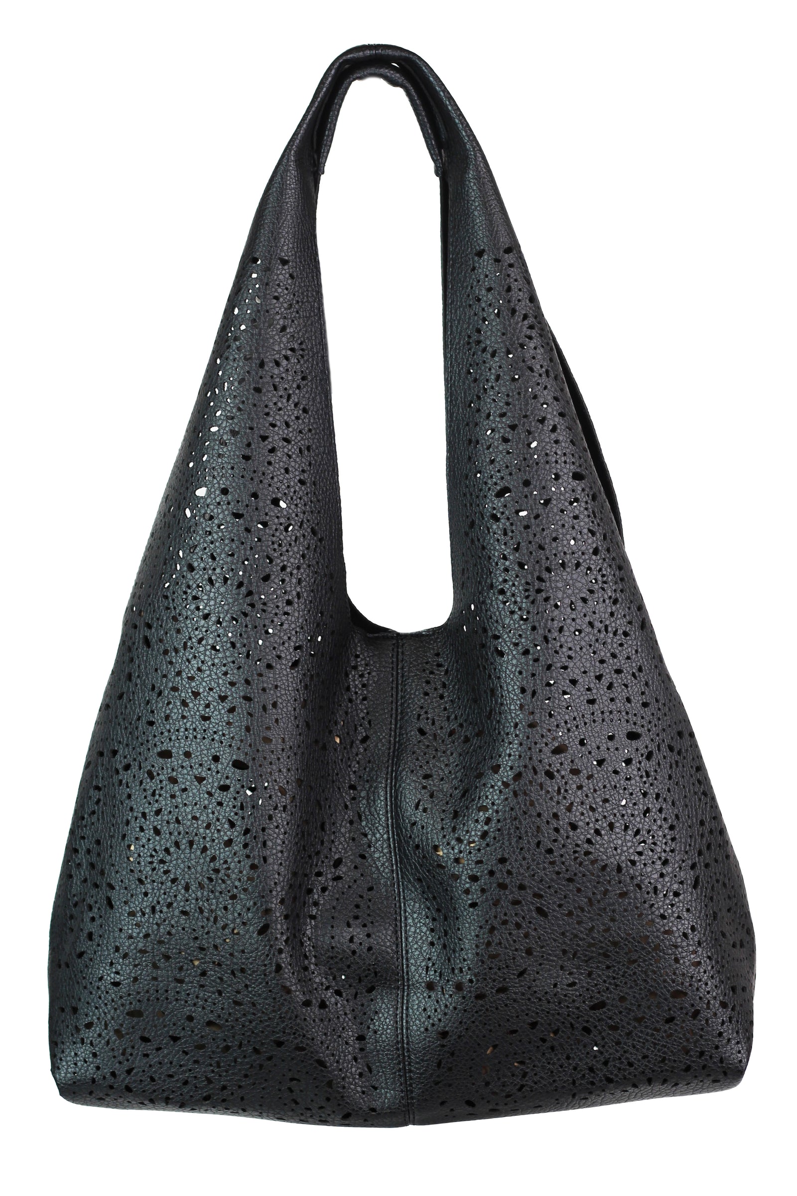 Faux Leather Hobo Bag w/ Cutout Swirl Design