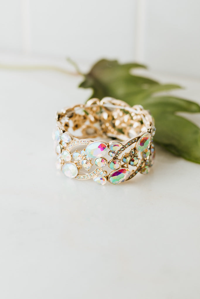 Oval &amp; Stone Bar Stretch Bracelet