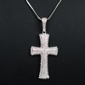 All Pave Rhinestone w/ Raised Center Cross Necklace