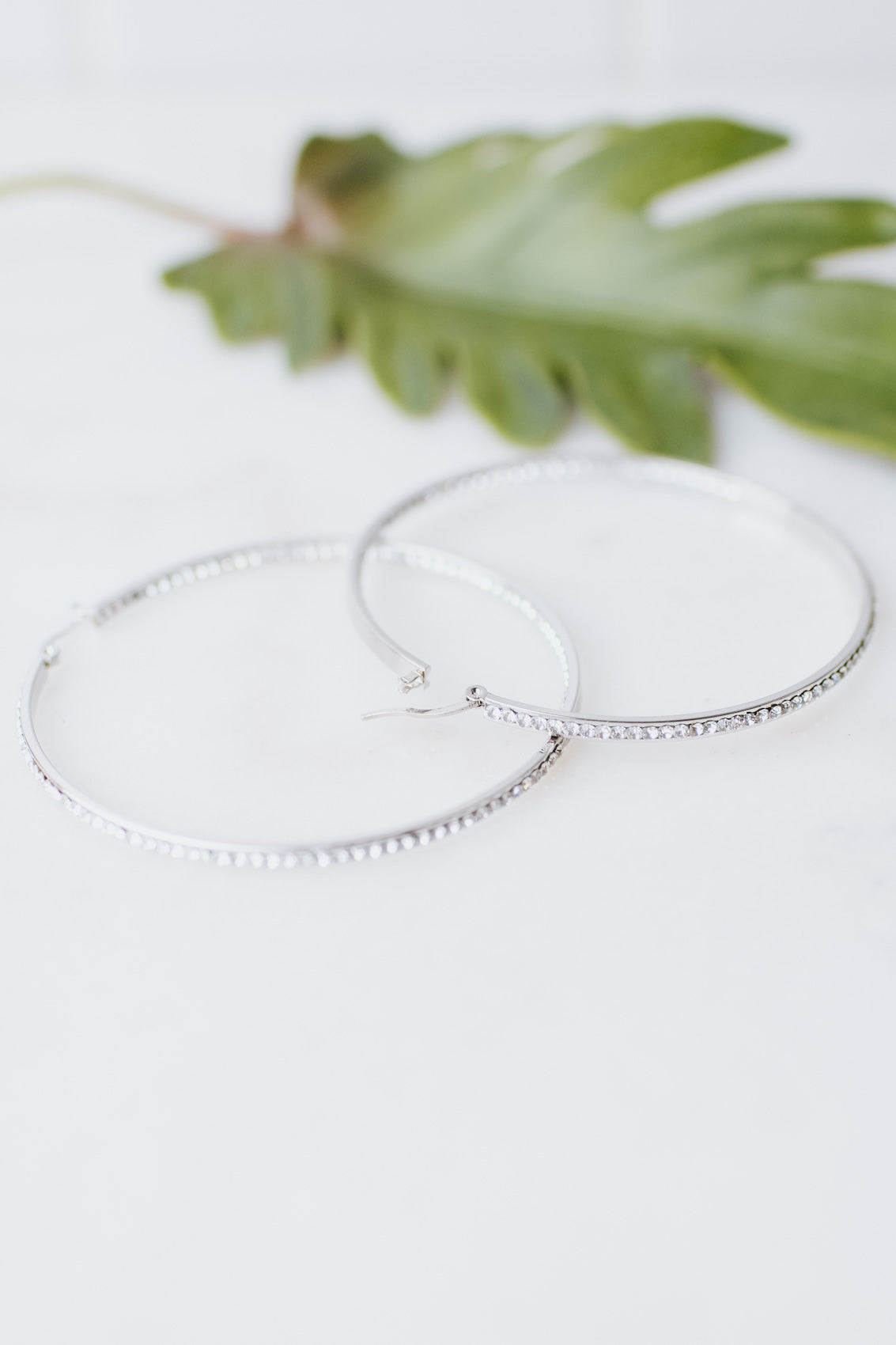 Thin XL Rhinestone In &amp; Out Hoop