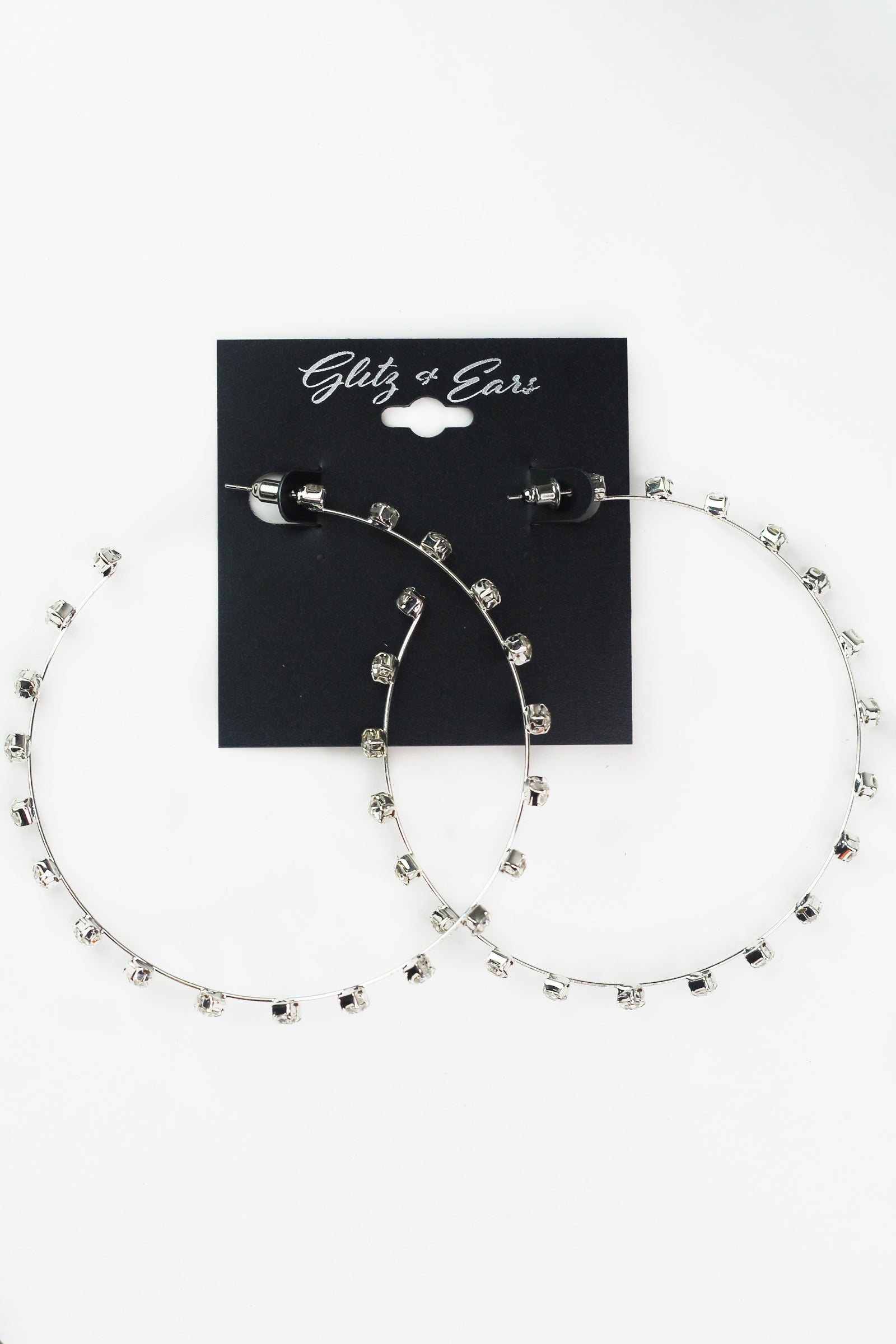 Thin Spaced Raised Stones XL Hoop