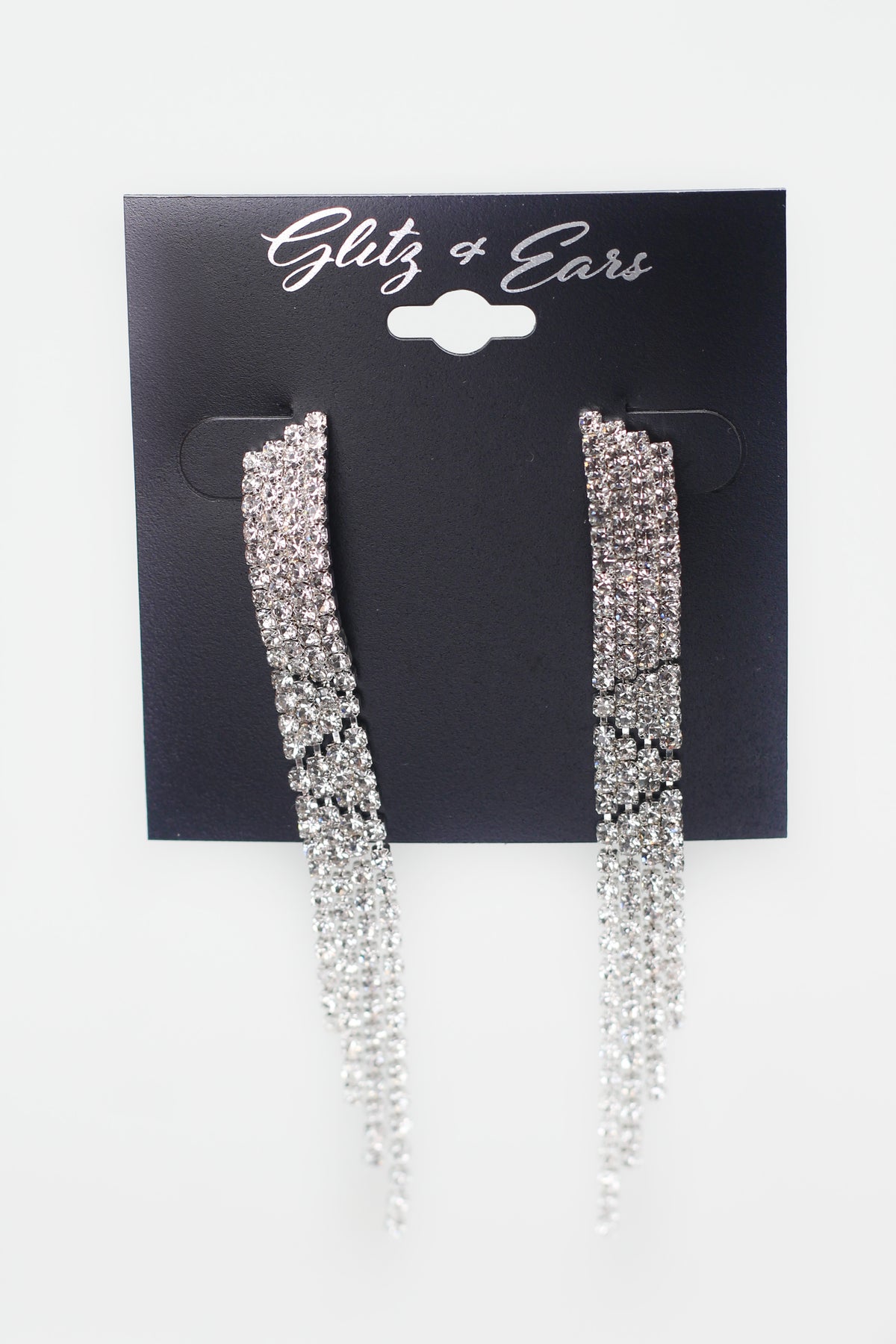 Rhinestone Arch Top Long Dangle Earring