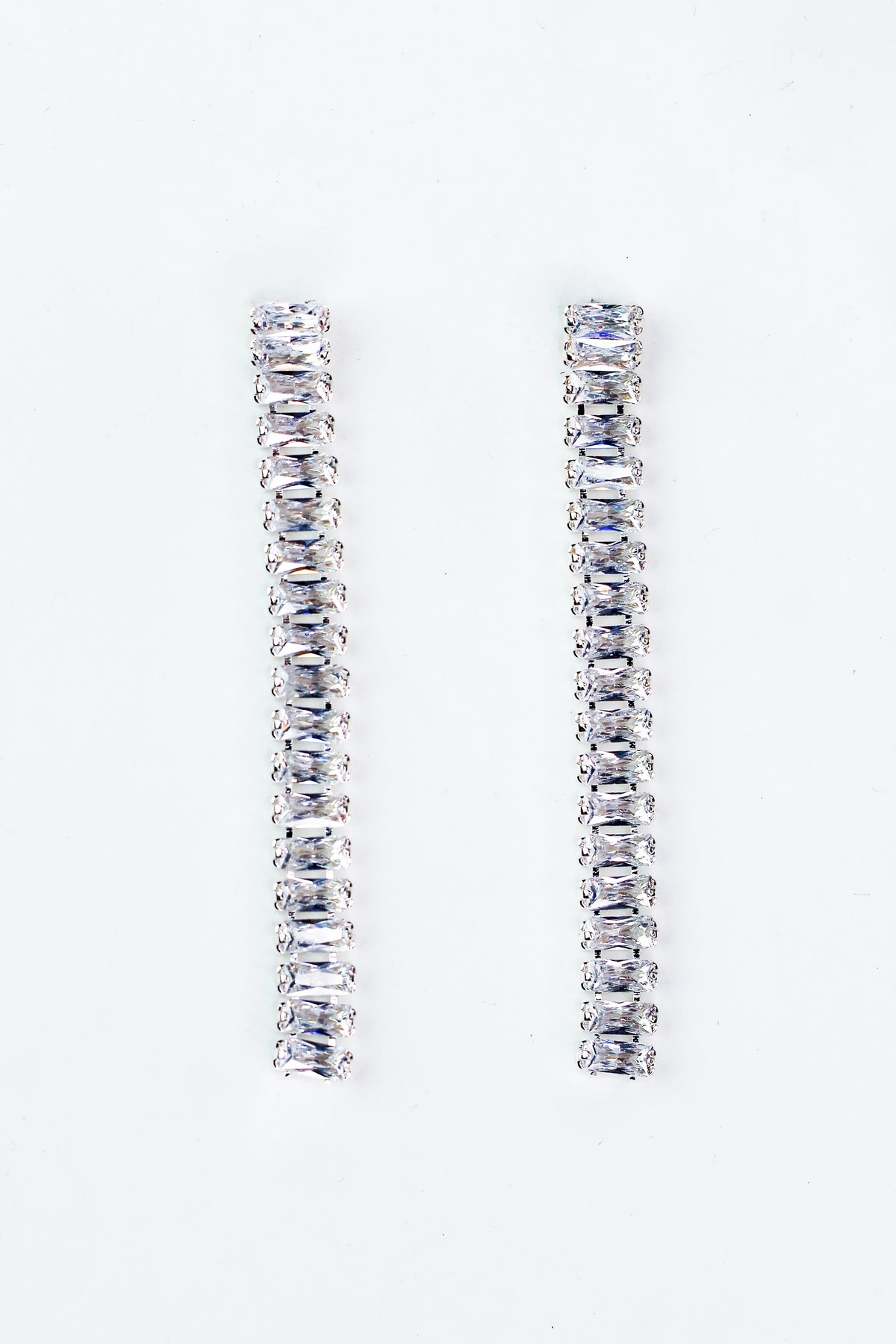 Sideway Baguette Long Strand Earring