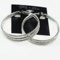 Three Row Rhinestone Thick Large Hoop