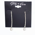 Straight Rhinestone Bar Pearl End Earring
