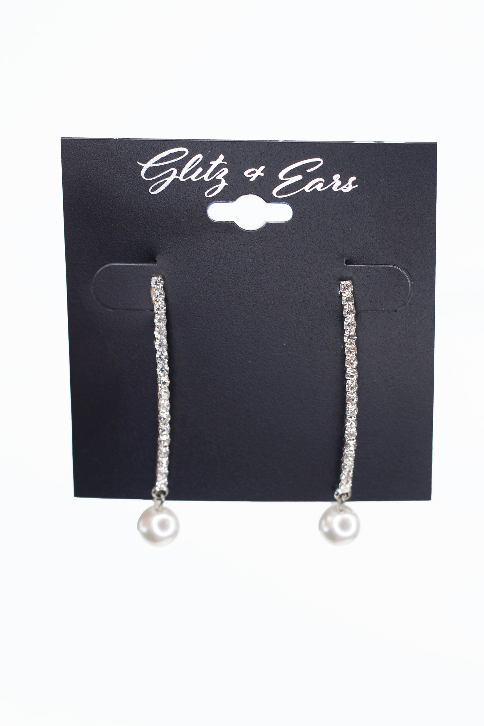 Straight Rhinestone Bar Pearl End Earring