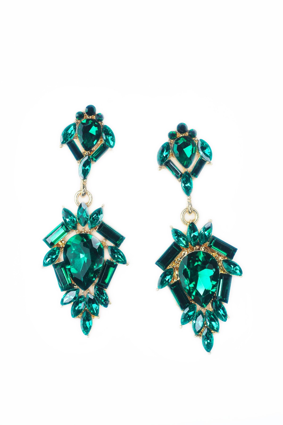 Teardrop Marquis &amp; Baguette Dangling Earrings