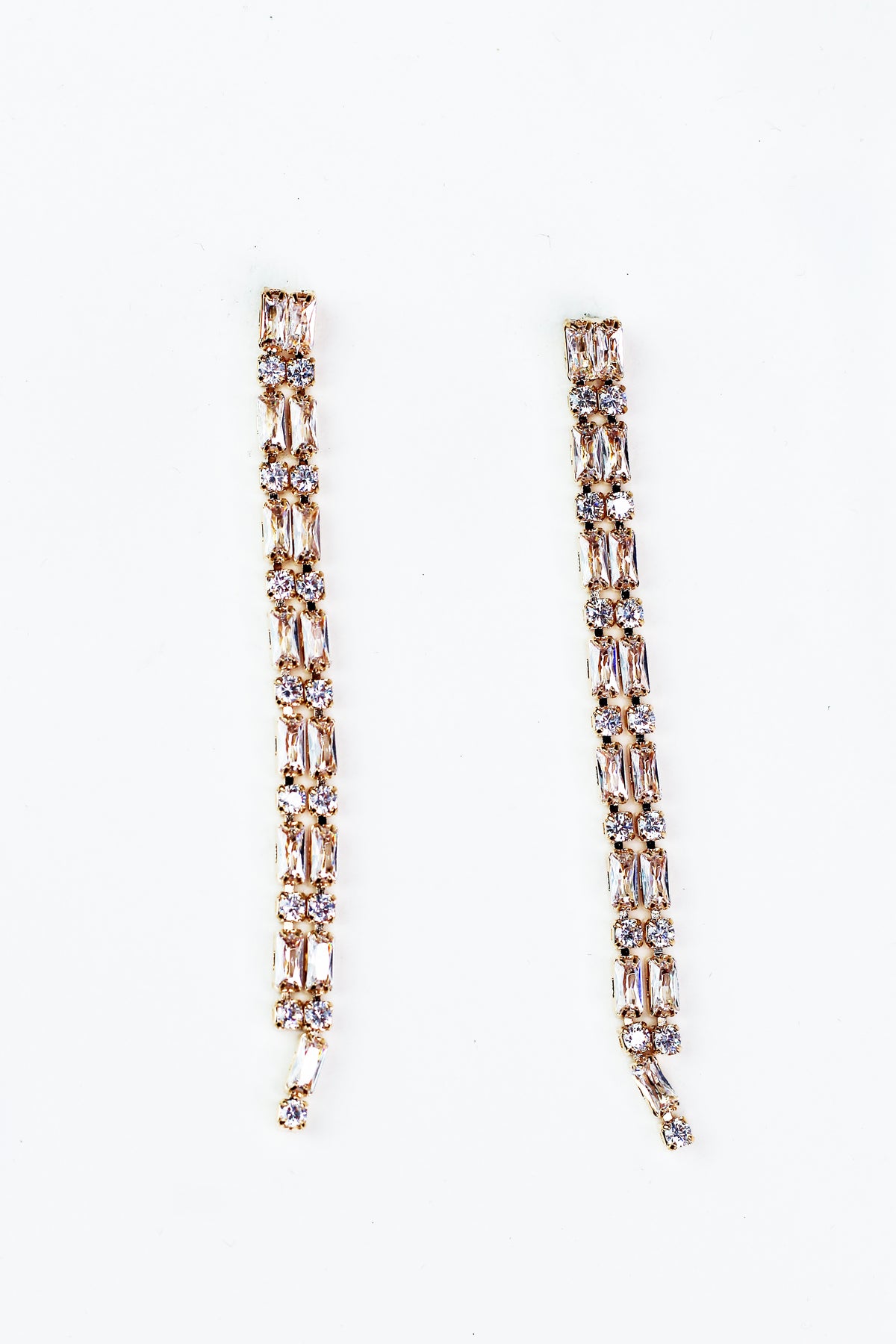 Stone &amp; Baguette Alternate Long Earring