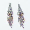Open Design Top Rhinestone Dangle Long Earring