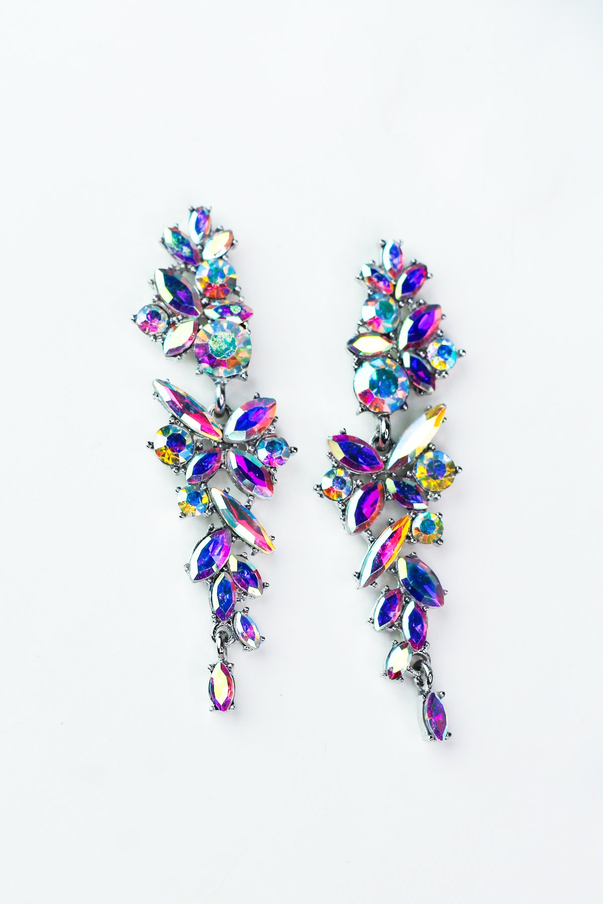 Small Different Shape Stone Clusters Long Earring