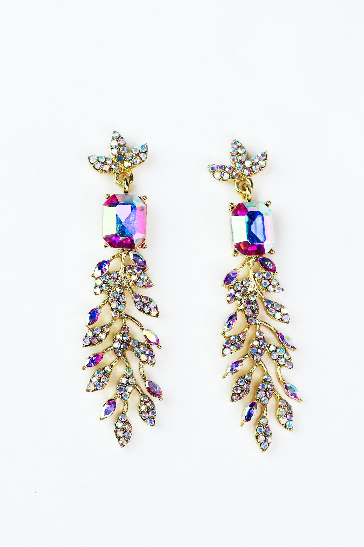 Small to Wide to Point Rhinestone Dangle Earring