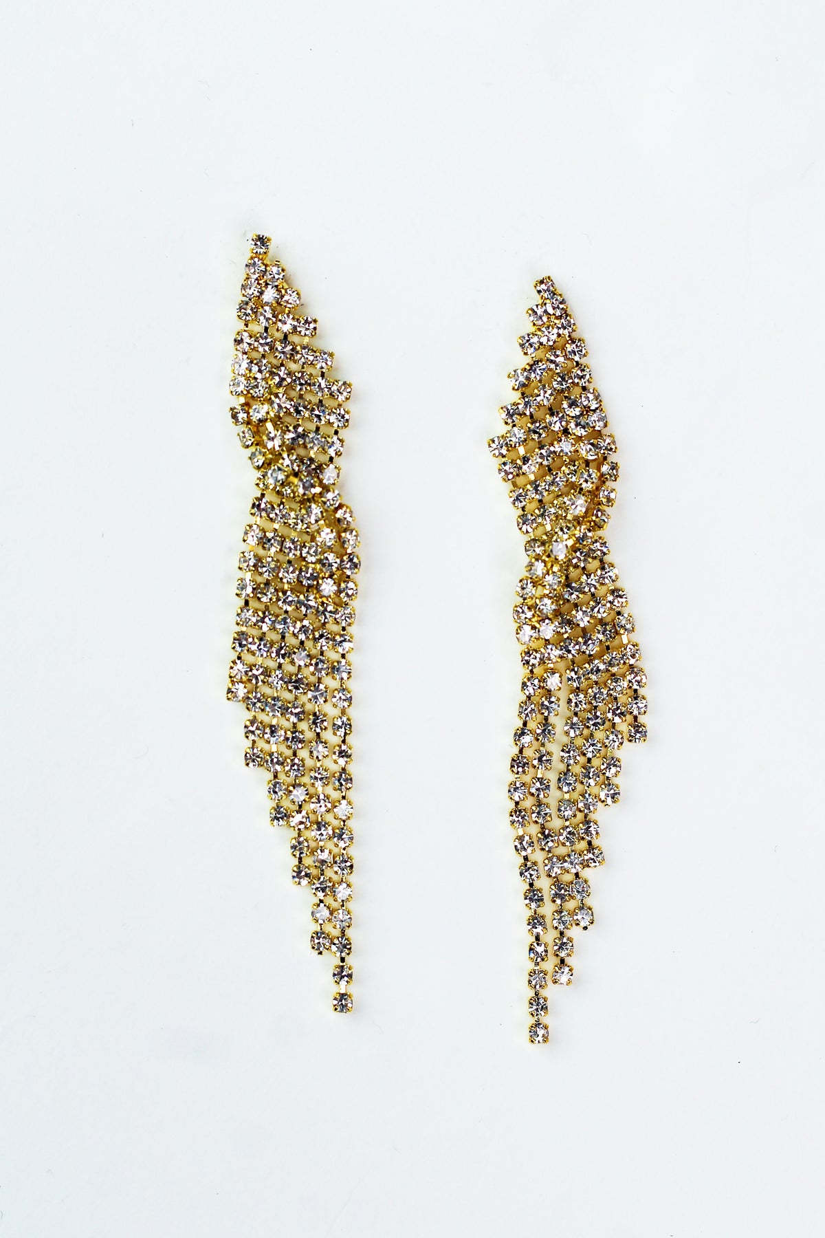 Point Top Two Overlap Strand Dangle Earring