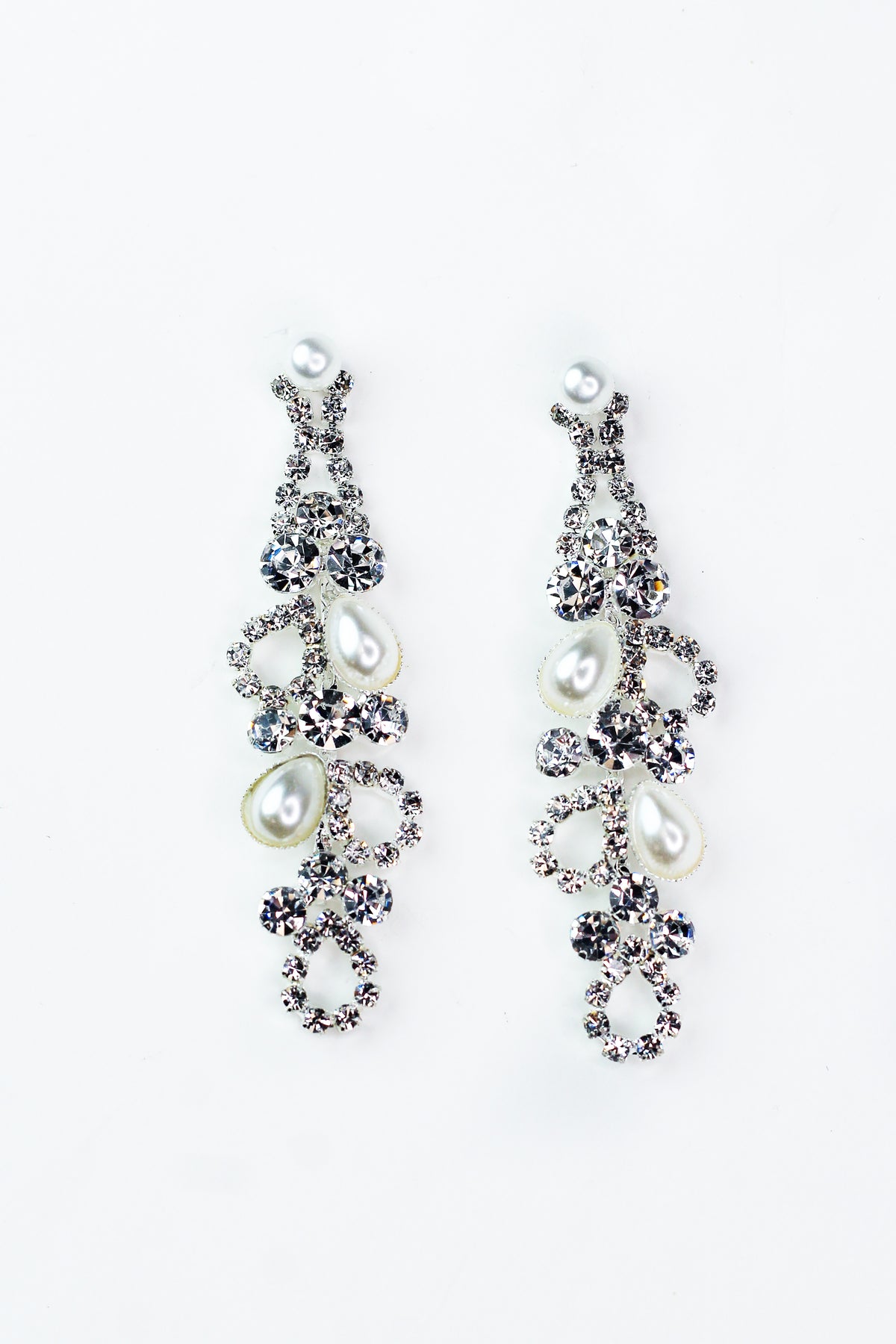 Stone Cluster Open &amp; Pearl Teardrop Earring