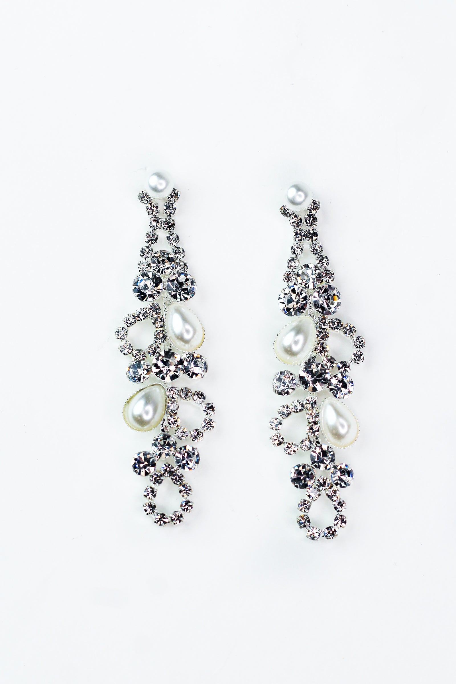 Stone Cluster Open & Pearl Teardrop Earring