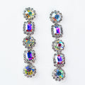 Circle Stone & Emerald Stone with Trim Alternate Long Earring