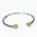 Rhinestone Ball Ends Braided Open Bangle