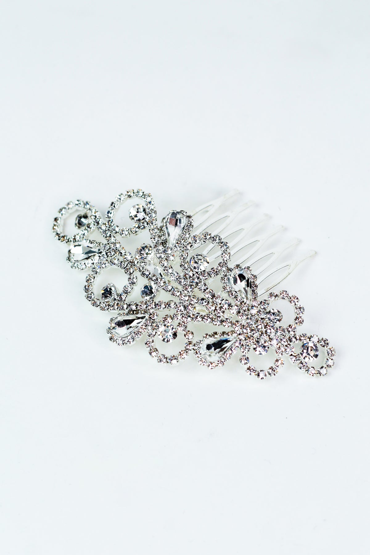 Rhinestone Swirls Scatter Teardrop &amp; Stone Hair Comb - Glitz &amp; Ears Boutique