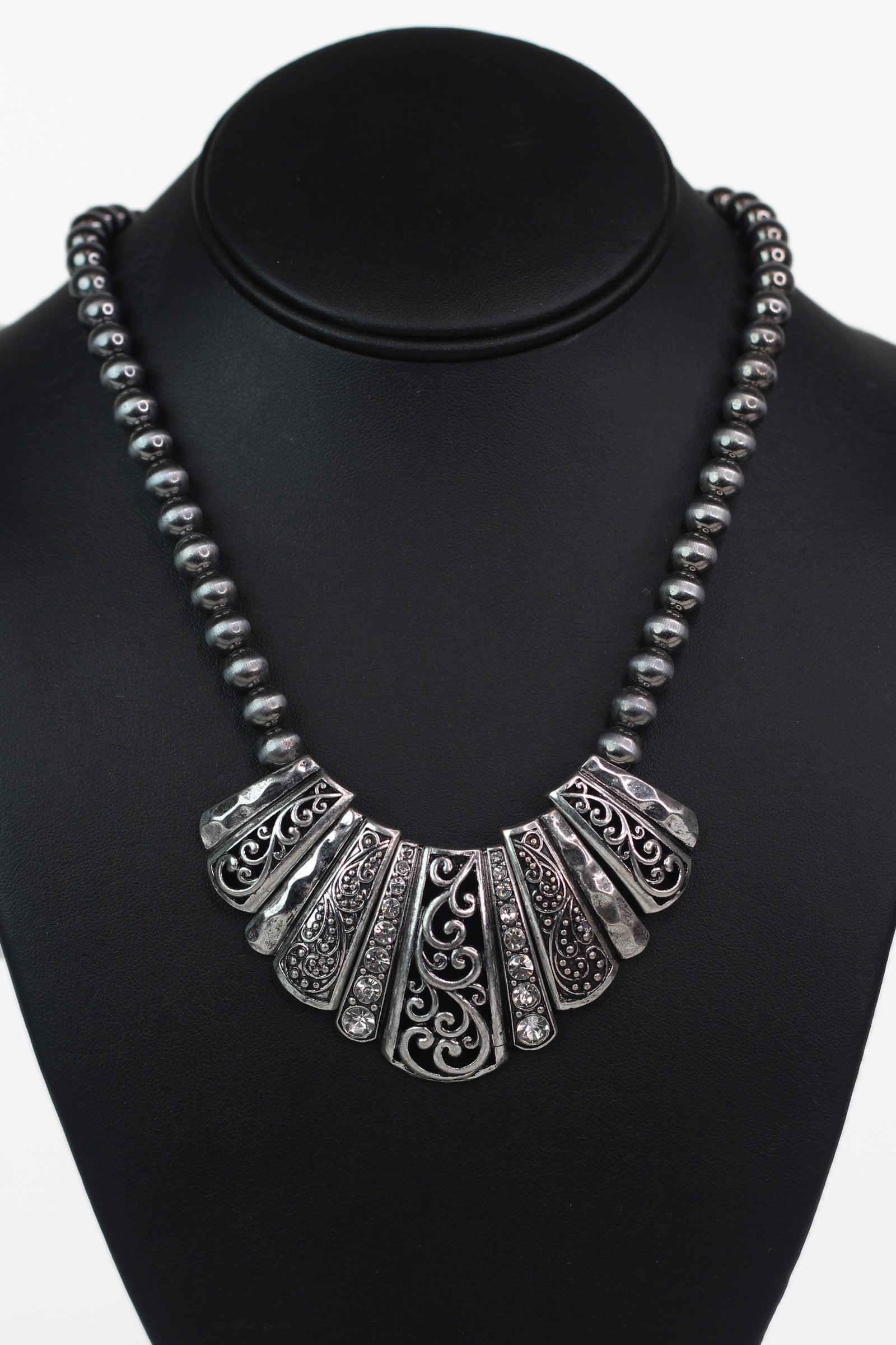 Ball Chain Different Pattern Curve Bar Necklace