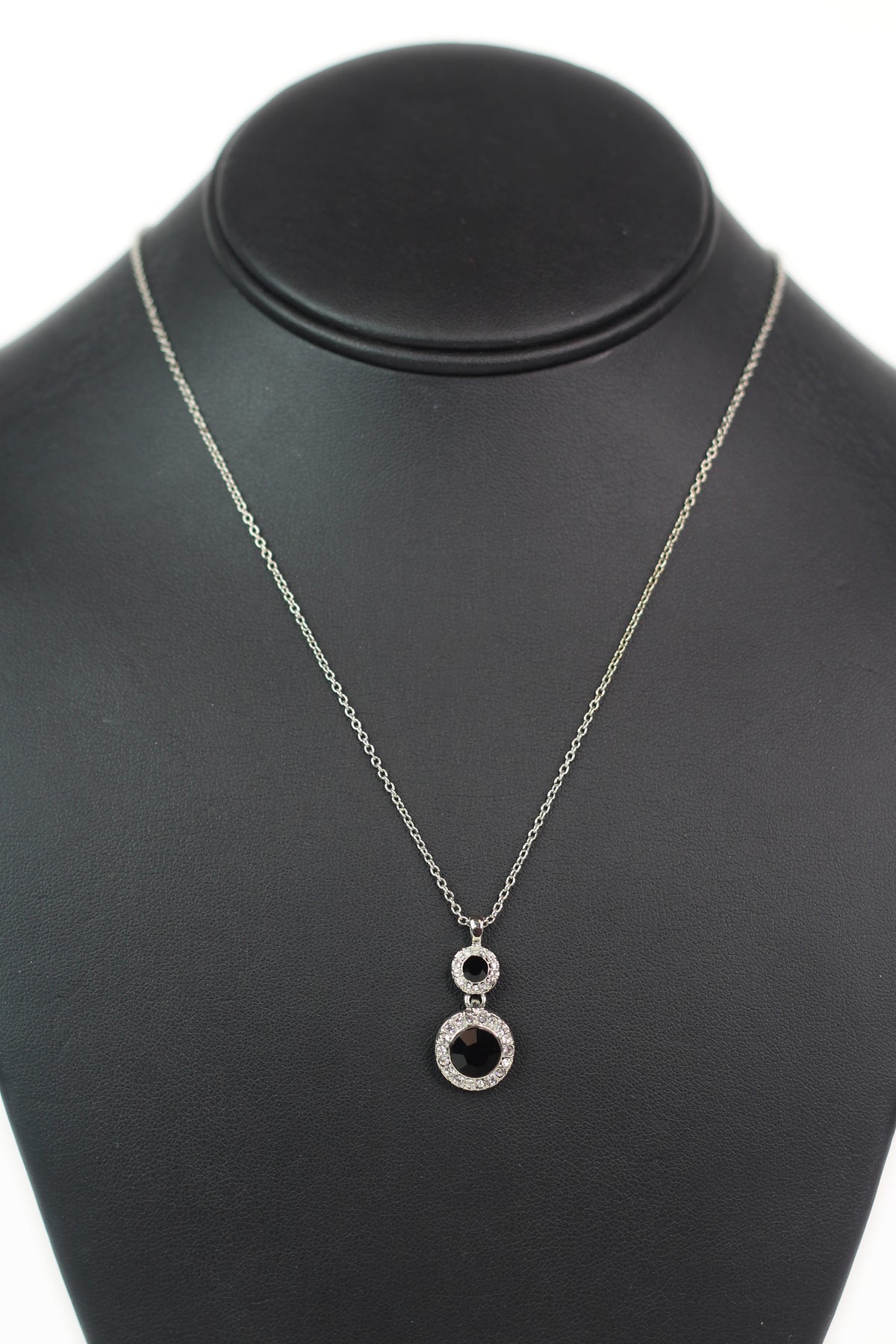 Two Different Size Circle Stone with Trim Necklace