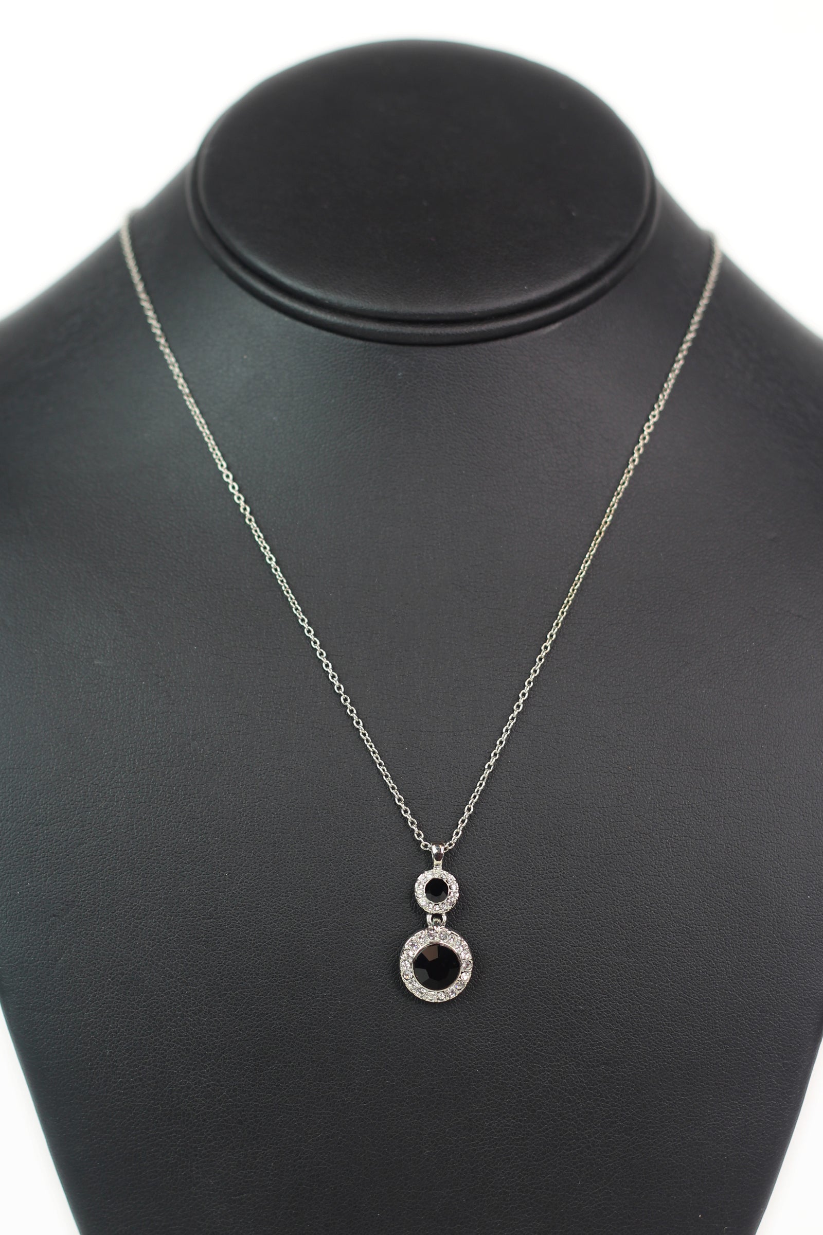 Two Different Size Circle Stone with Trim Necklace