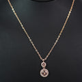 Two Different Size Circle Stone with Trim Necklace