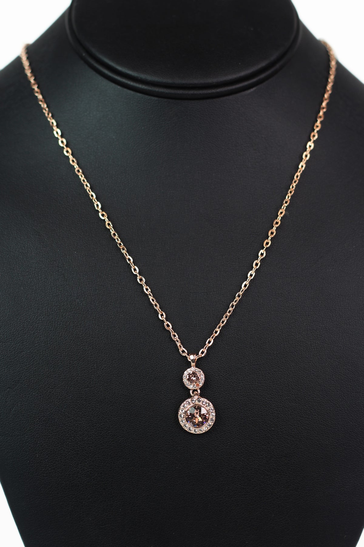 Two Different Size Circle Stone with Trim Necklace