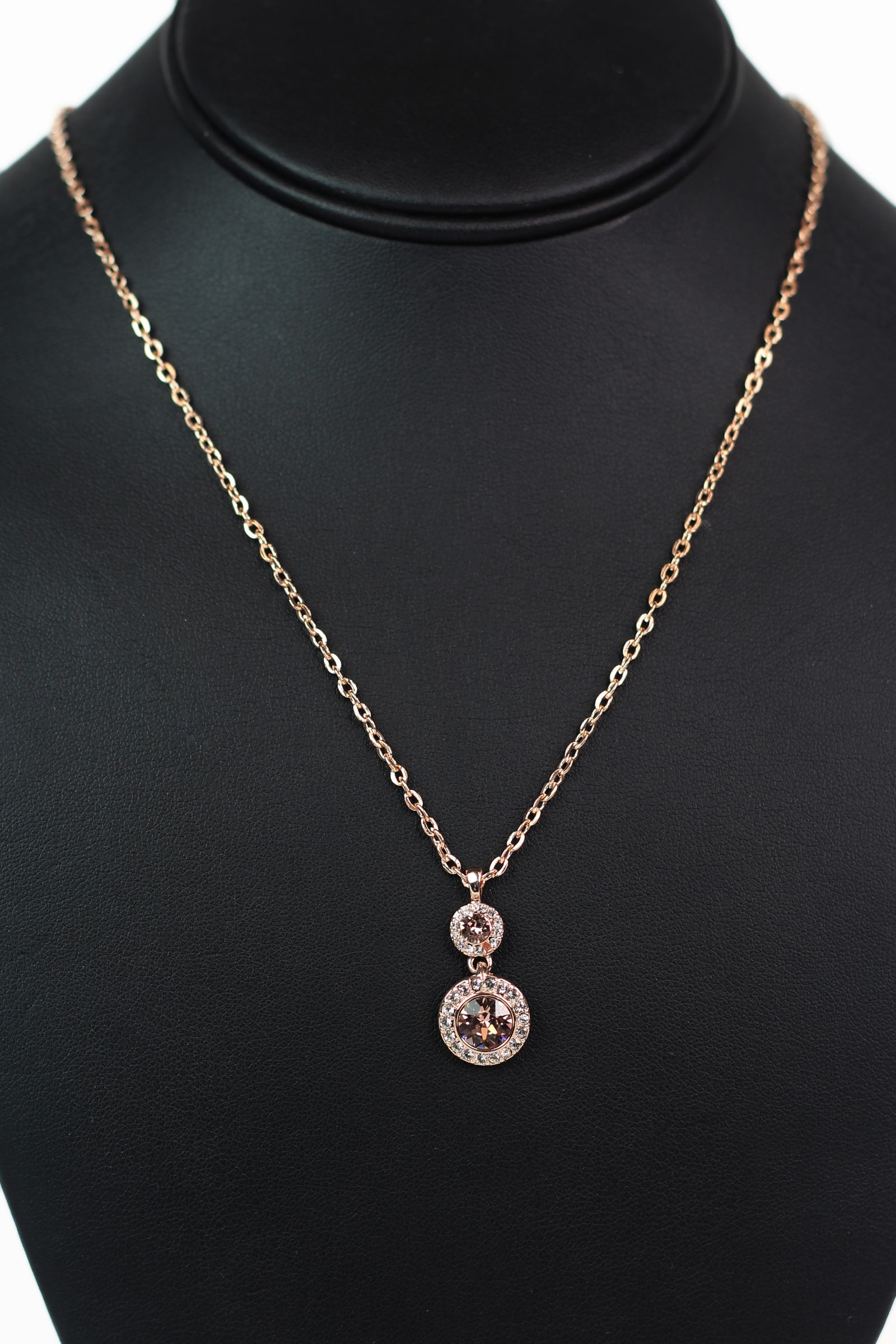 Two Different Size Circle Stone with Trim Necklace
