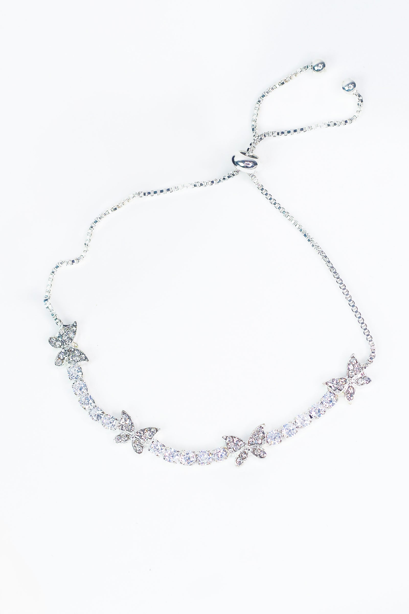 Butterfly & Five Stone Alternate Adjustable Bracelet