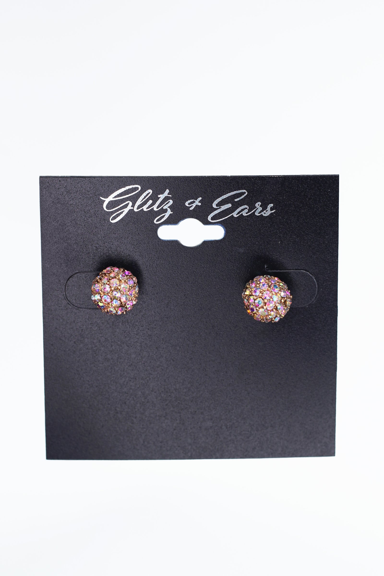 Pave Rhinestone Ball Stud Earrings
