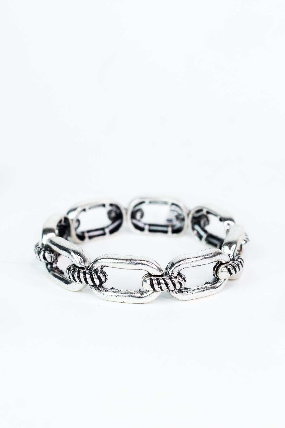Thick Brush Textured Alternate Open Link Bracelet