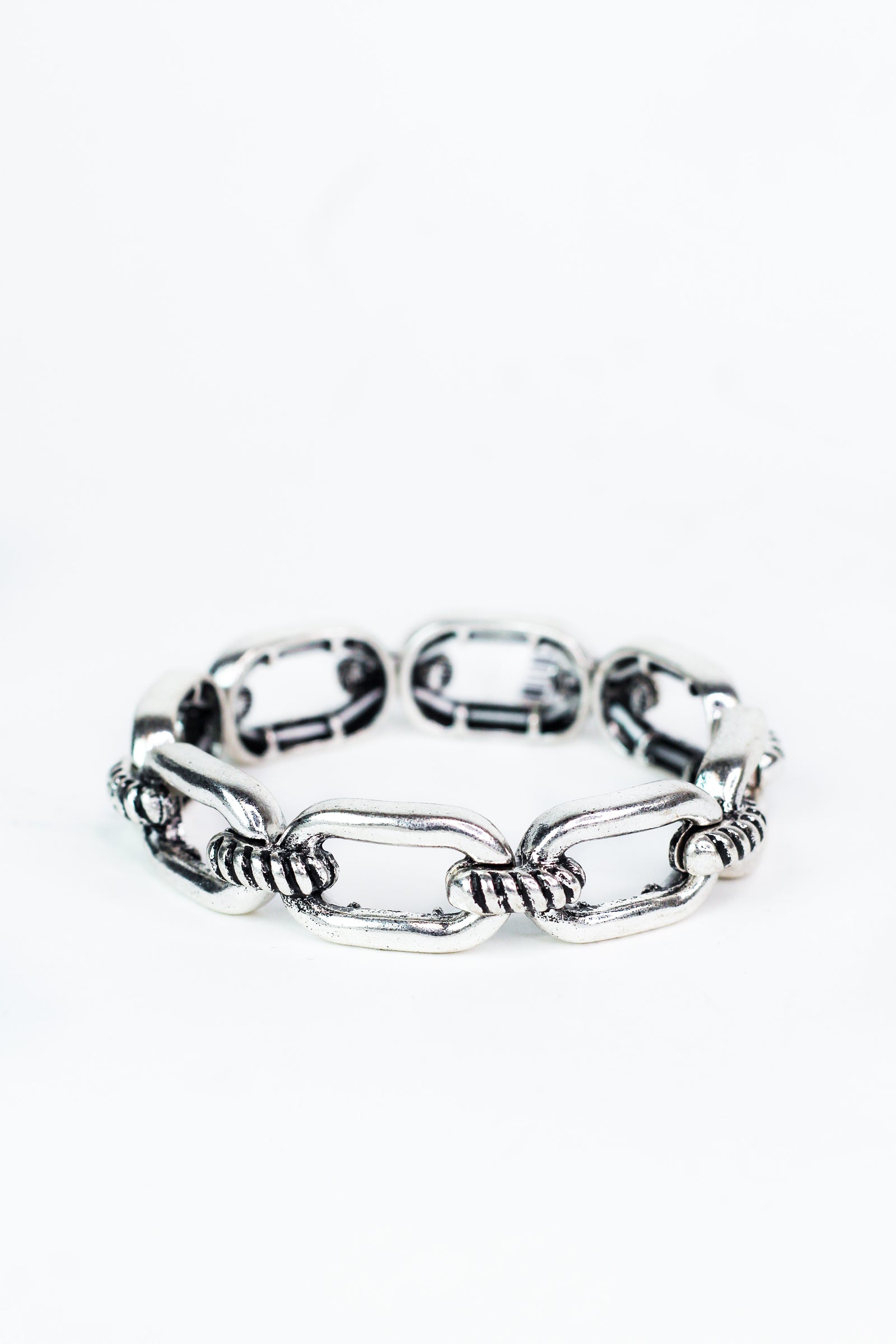 Thick Brush Textured Alternate Open Link Bracelet