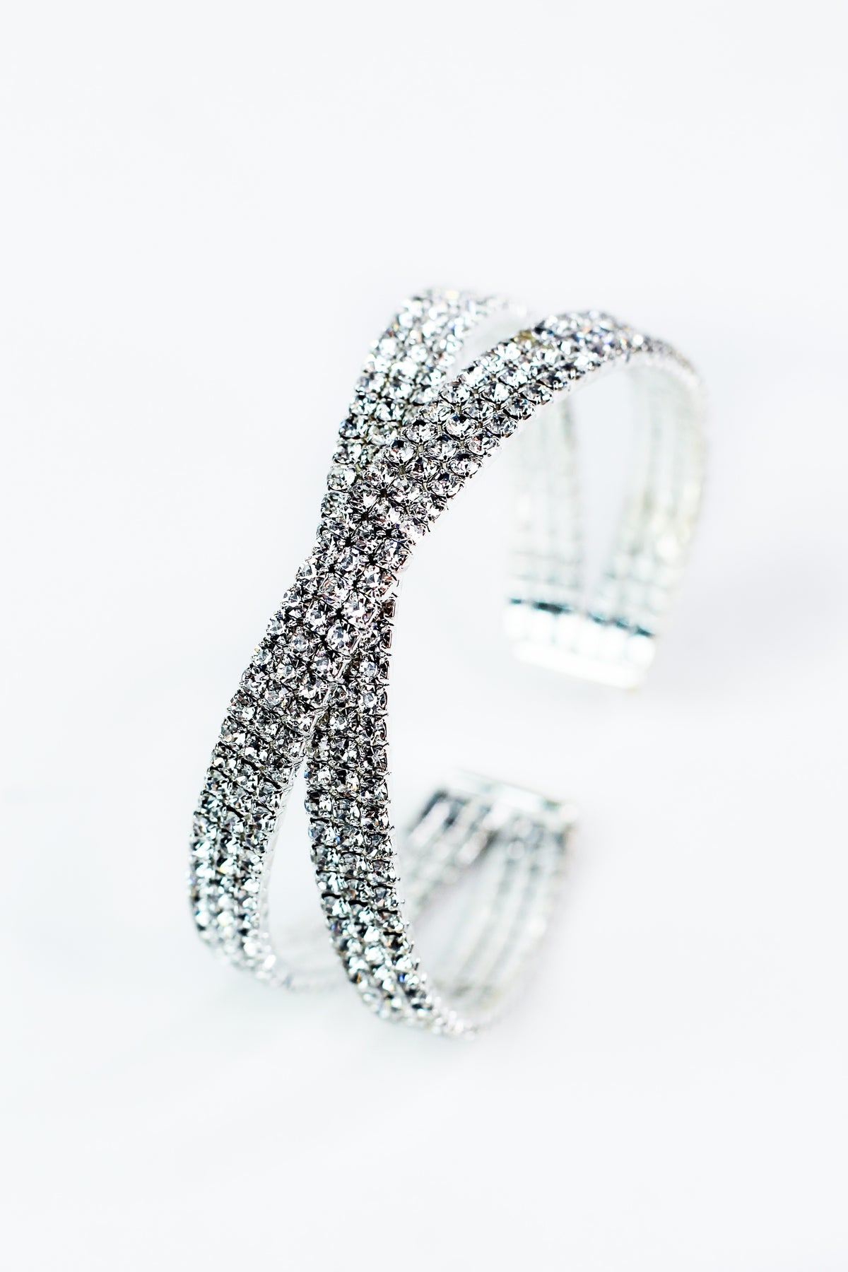 Three Row Rhinestone X Cuff