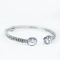 Two Row Oval Stone with Trim Ends Open Cuff