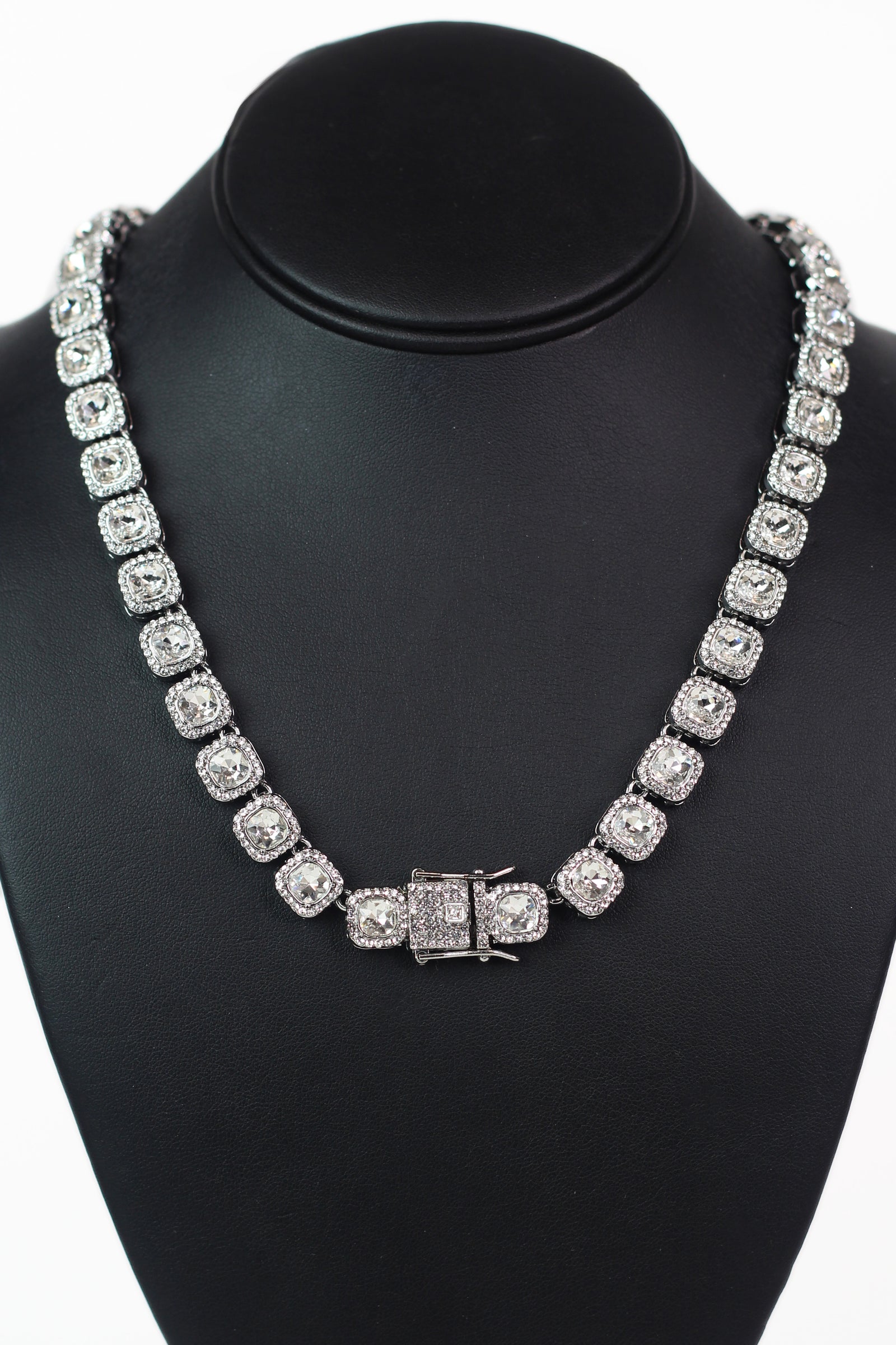 Cushion Shape Stone with Trim Strand Necklace