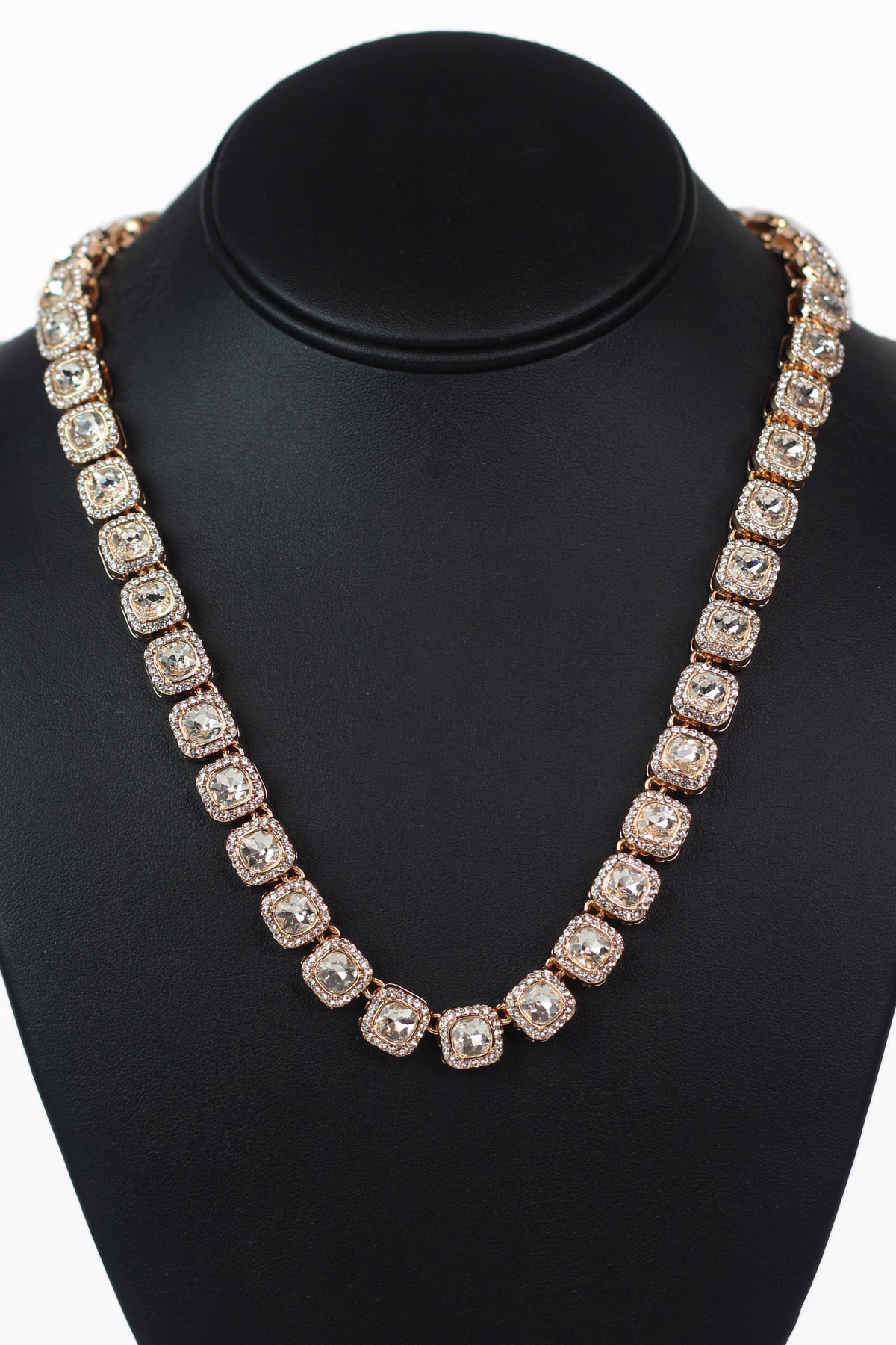 Cushion Shape Stone with Trim Strand Necklace