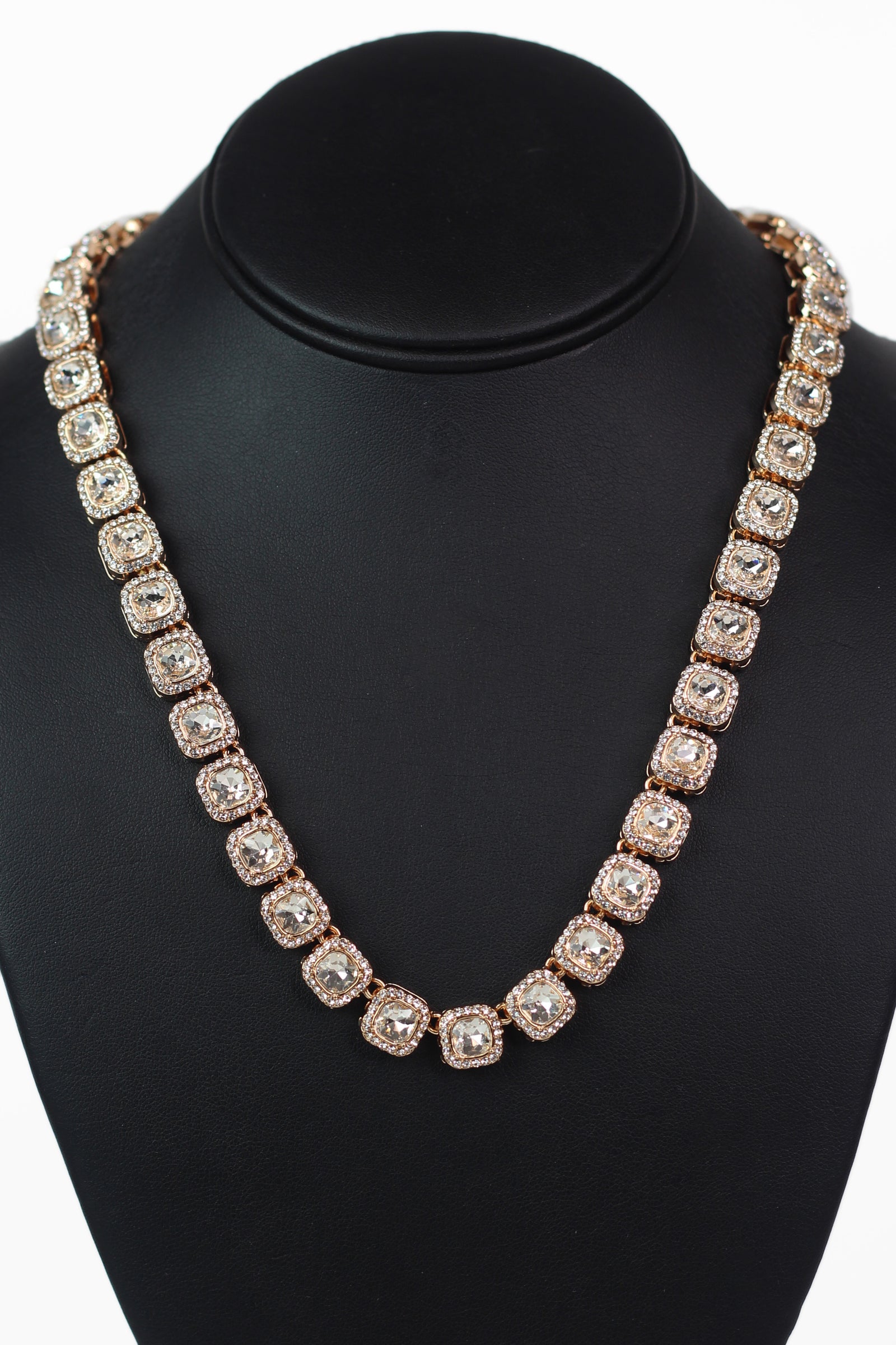 Cushion Shape Stone with Trim Strand Necklace
